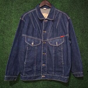 Vintage Bonjour‎ Denim Jacket  Western designer Style Blue Jean Button Up